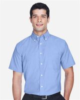 Harriton M600S Men's Short-Sleeve Oxford with Stain-Release #color_LIGHT BLUE