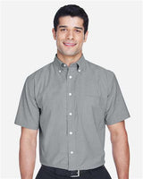Harriton M600S Men's Short-Sleeve Oxford with Stain-Release #color_OXFORD GREY