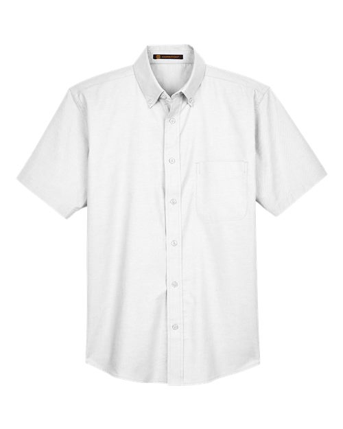 Harriton M600S Men's Short-Sleeve Oxford with Stain-Release #color_WHITE