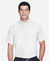Harriton M600S Men's Short-Sleeve Oxford with Stain-Release #color_WHITE