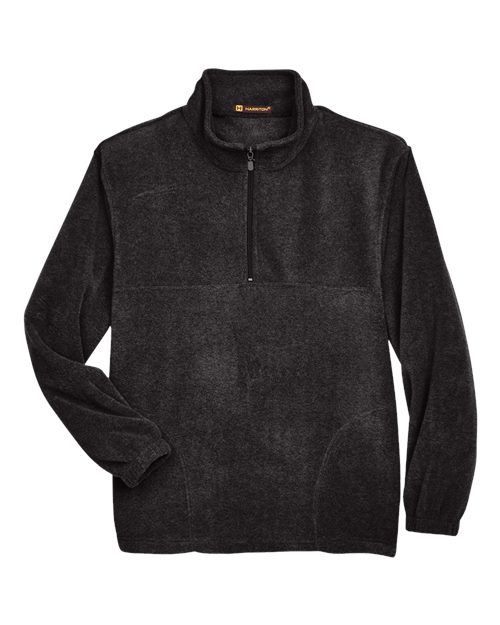 Harriton M980 Adult 8 oz. Quarter-Zip Fleece Pullover #color_BLACK