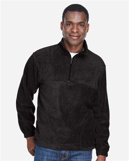 Harriton M980 Adult 8 oz. Quarter-Zip Fleece Pullover #color_BLACK