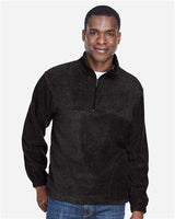 Harriton M980 Adult 8 oz. Quarter-Zip Fleece Pullover #color_BLACK