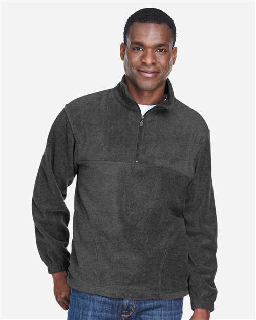 Harriton M980 Adult 8 oz. Quarter-Zip Fleece Pullover #color_CHARCOAL