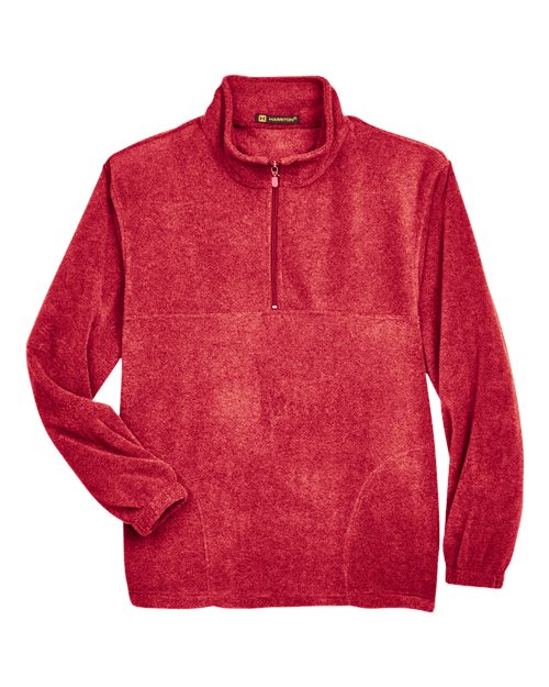 Harriton M980 Adult 8 oz. Quarter-Zip Fleece Pullover #color_RED