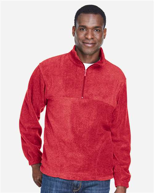 Harriton M980 Adult 8 oz. Quarter-Zip Fleece Pullover #color_RED