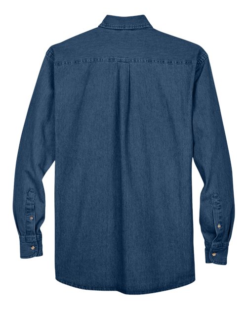 Harriton M550 Men's 6.5 oz. Long-Sleeve Denim Shirt #color_DARK DENIM