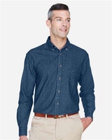 Harriton M550 Men's 6.5 oz. Long-Sleeve Denim Shirt #color_DARK DENIM