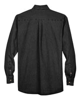 Harriton M550 Men's 6.5 oz. Long-Sleeve Denim Shirt #color_WASHED BLACK