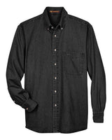 Harriton M550 Men's 6.5 oz. Long-Sleeve Denim Shirt #color_WASHED BLACK