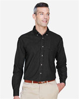 Harriton M550 Men's 6.5 oz. Long-Sleeve Denim Shirt #color_WASHED BLACK