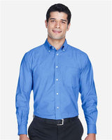 Harriton M600 Men's Long-Sleeve Oxford with Stain-Release #color_FRENCH BLUE