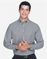 Harriton M600 Men's Long-Sleeve Oxford with Stain-Release #color_OXFORD GREY