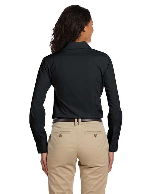 Harriton M510W Ladies' 3.1 oz. Essential Poplin #color_BLACK