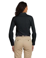 Harriton M510W Ladies' 3.1 oz. Essential Poplin #color_BLACK