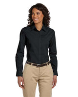 Harriton M510W Ladies' 3.1 oz. Essential Poplin #color_BLACK
