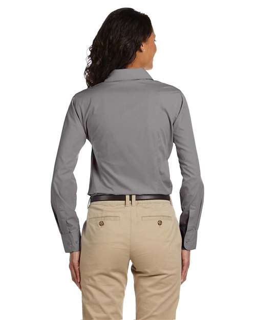 Harriton M510W Ladies' 3.1 oz. Essential Poplin #color_DARK GREY