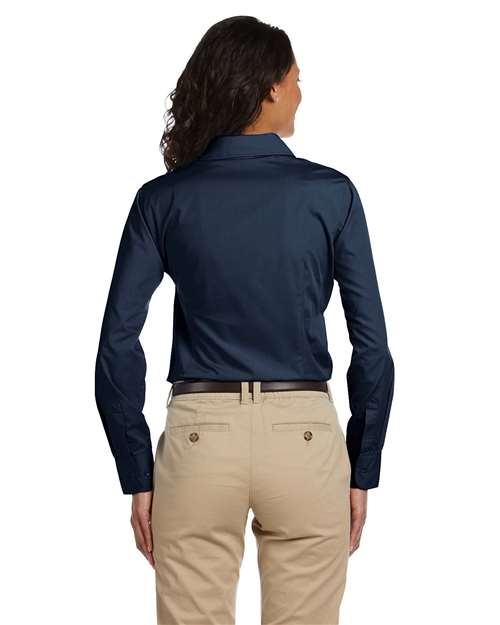Harriton M510W Ladies' 3.1 oz. Essential Poplin #color_NAVY