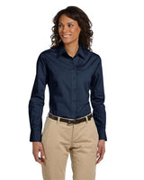 Harriton M510W Ladies' 3.1 oz. Essential Poplin #color_NAVY