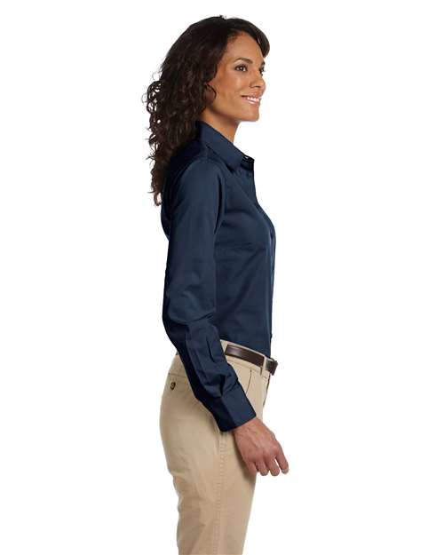 Harriton M510W Ladies' 3.1 oz. Essential Poplin #color_NAVY