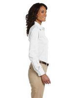 Harriton M510W Ladies' 3.1 oz. Essential Poplin #color_WHITE