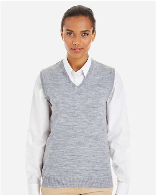 Harriton M415W Ladies' Pilbloc V-Neck Sweater Vest #color_GREY HEATHER