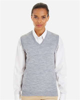Harriton M415W Ladies' Pilbloc V-Neck Sweater Vest #color_GREY HEATHER