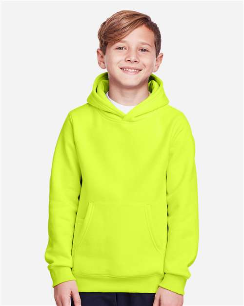 Team 365 TT96Y Youth Zone HydroSport Heavyweight Pullover Hooded Sweatshirt #color_SAFETY YELLOW