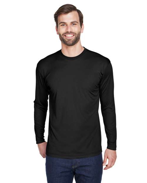 UltraClub 8422 Adult Cool & Dry Sport Long-Sleeve Performance Interlock T-Shirt #color_BLACK