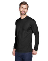 UltraClub 8422 Adult Cool & Dry Sport Long-Sleeve Performance Interlock T-Shirt #color_BLACK