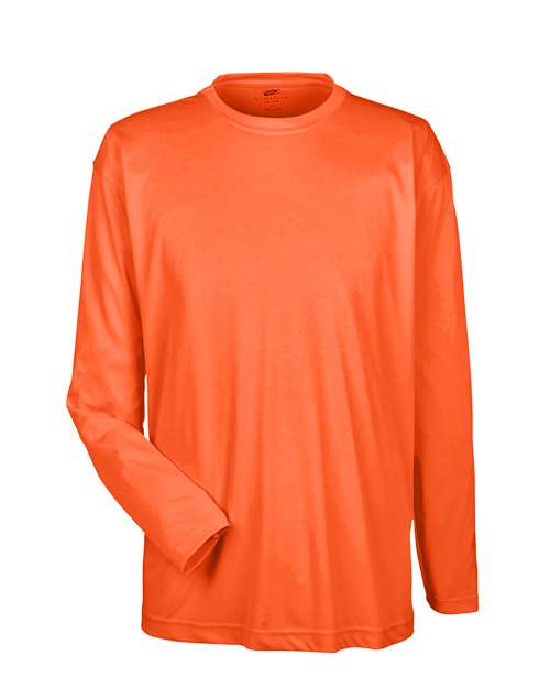 UltraClub 8422 Adult Cool & Dry Sport Long-Sleeve Performance Interlock T-Shirt #color_BRIGHT ORANGE