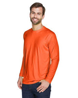UltraClub 8422 Adult Cool & Dry Sport Long-Sleeve Performance Interlock T-Shirt #color_BRIGHT ORANGE