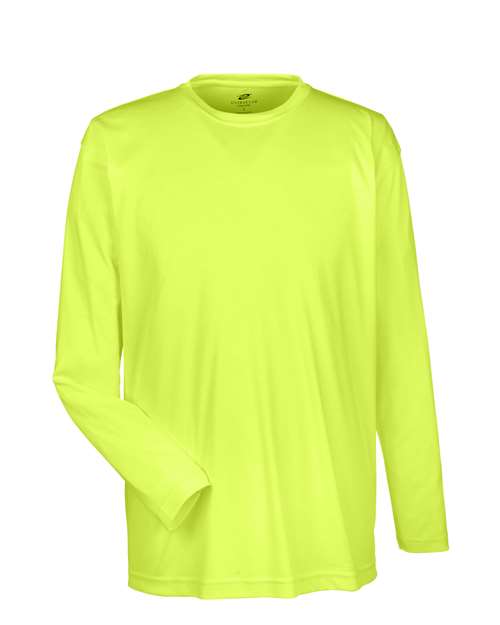 UltraClub 8422 Adult Cool & Dry Sport Long-Sleeve Performance Interlock T-Shirt #color_BRIGHT YELLOW