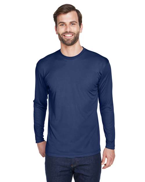 UltraClub 8422 Adult Cool & Dry Sport Long-Sleeve Performance Interlock T-Shirt #color_NAVY