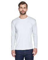 UltraClub 8422 Adult Cool & Dry Sport Long-Sleeve Performance Interlock T-Shirt #color_WHITE
