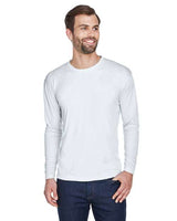 UltraClub 8422 Adult Cool & Dry Sport Long-Sleeve Performance Interlock T-Shirt #color_WHITE