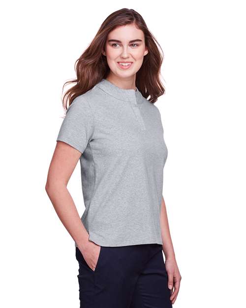 UltraClub UC105W Ladies' Lakeshore Stretch Cotton Performance Polo #color_HEATHER GREY