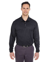 UltraClub 8210LS Adult Cool & Dry Long-Sleeve MeshPiqu Polo #color_BLACK