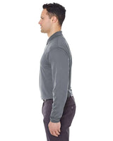 UltraClub 8210LS Adult Cool & Dry Long-Sleeve MeshPiqu Polo #color_CHARCOAL