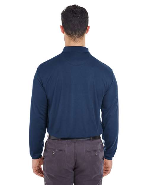 UltraClub 8210LS Adult Cool & Dry Long-Sleeve MeshPiqu Polo #color_NAVY