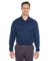UltraClub 8210LS Adult Cool & Dry Long-Sleeve MeshPiqu Polo #color_NAVY