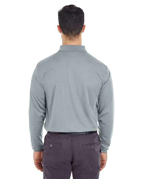 UltraClub 8210LS Adult Cool & Dry Long-Sleeve MeshPiqu Polo #color_SILVER