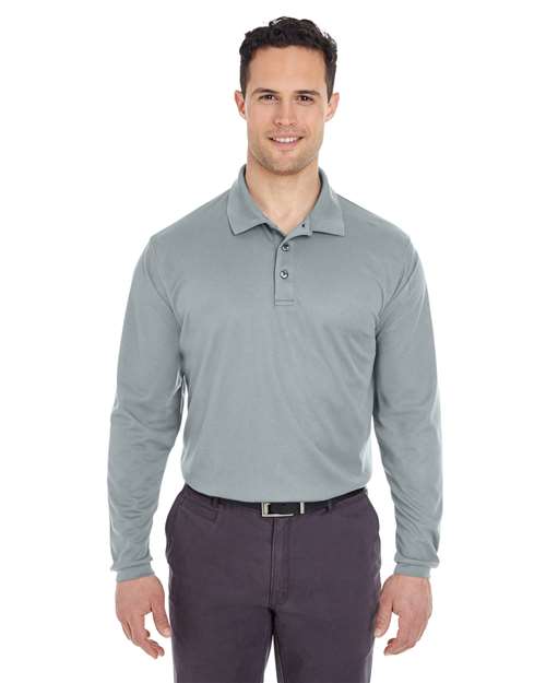 UltraClub 8210LS Adult Cool & Dry Long-Sleeve MeshPiqu Polo #color_SILVER