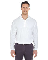 UltraClub 8210LS Adult Cool & Dry Long-Sleeve MeshPiqu Polo #color_WHITE