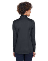 UltraClub 8230L Ladies' Cool & Dry Sport Quarter-Zip Pullover #color_BLACK