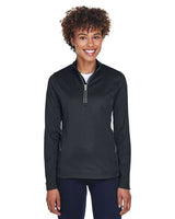 UltraClub 8230L Ladies' Cool & Dry Sport Quarter-Zip Pullover #color_BLACK