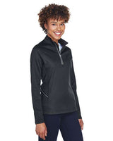 UltraClub 8230L Ladies' Cool & Dry Sport Quarter-Zip Pullover #color_BLACK