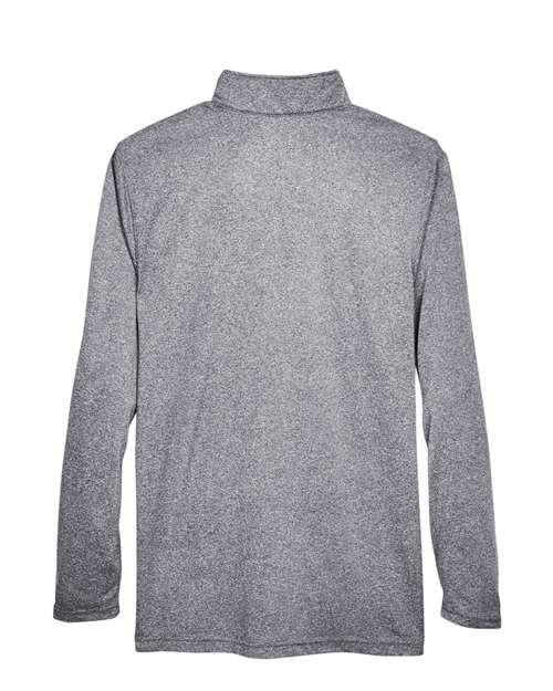 UltraClub 8618 Men's Cool & Dry Heathered Performance Quarter-Zip #color_CHARCOAL HEATHER