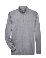 UltraClub 8618 Men's Cool & Dry Heathered Performance Quarter-Zip #color_CHARCOAL HEATHER