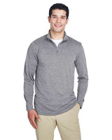 UltraClub 8618 Men's Cool & Dry Heathered Performance Quarter-Zip #color_CHARCOAL HEATHER